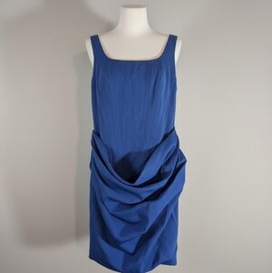 Blue Draped Shift Dress - Women
